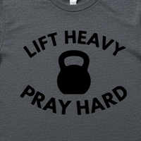 Load image into Gallery viewer, Lift Heavy Pray Hard T-Shirt | Bella Canvas 3001 | Motivational Gym Shirt for Women