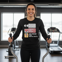 Load image into Gallery viewer, Weights for Muscle, Cardio for Heart, Ice Cream for Mental Health - Long sleeve T-shirt
