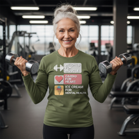 Load image into Gallery viewer, Weights for Muscle, Cardio for Heart, Ice Cream for Mental Health - Long sleeve T-shirt
