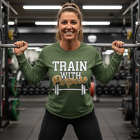 Load image into Gallery viewer, Train with Purpose - Long sleeve T-shirt Motivational Fitness Gym Workout
