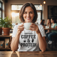 Load image into Gallery viewer, Powered by Coffee and Protein T-Shirt