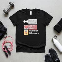 Load image into Gallery viewer, Weights for Muscle, Cardio for Heart, Ice Cream for Mental Health T-Shirt
