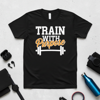 Load image into Gallery viewer, Train with Purpose T-Shirt Motivational Fitness Gym Workout Tee