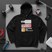 Load image into Gallery viewer, Weights for Muscle, Cardio for Heart, Ice Cream for Mental Health - Unisex Pullover Hoodie