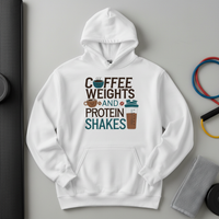 Load image into Gallery viewer, Coffee, Weights &amp; Protein Shake - Unisex Pullover Hoodie