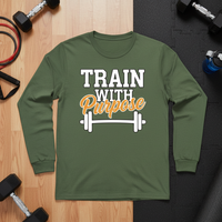 Load image into Gallery viewer, Train with Purpose - Long sleeve T-shirt Motivational Fitness Gym Workout