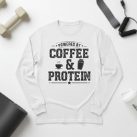 Load image into Gallery viewer, Powered by Coffee and Protein - Long sleeve T-shirt