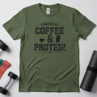 Load image into Gallery viewer, Powered by Coffee and Protein T-Shirt