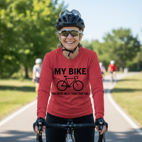 Load image into Gallery viewer, My Bike Has More Miles Than Your Car Long sleeve T-shirt