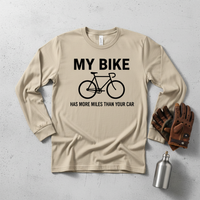 Load image into Gallery viewer, My Bike Has More Miles Than Your Car Long sleeve T-shirt