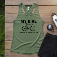 Load image into Gallery viewer, My Bike Has More Miles Than Your Car Racerback Tank