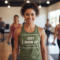 Load image into Gallery viewer, Just Show Up, Fitness for Real Life - Racerback Tank