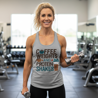 Load image into Gallery viewer, Coffee Weights and Protein Shakes - Racerback Tank