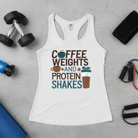 Load image into Gallery viewer, Coffee Weights and Protein Shakes - Racerback Tank