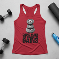 Load image into Gallery viewer, Doing Math and Solving for Gains - Racerback Tank
