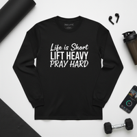 Load image into Gallery viewer, Life is Short Lift Heavy Pray Hard - Long sleeve T-shirt
