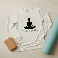 Load image into Gallery viewer, Find Your Flow Yoga Long Sleeve T-Shirt – Mindful Women’s Top for Yoga &amp; Wellness