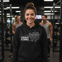 Load image into Gallery viewer, Strength Is Earned Hoodie – For Women Who Work for It