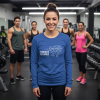 Load image into Gallery viewer, Strength Is Earned Long Sleeve T-Shirt – For Women Who Work for It