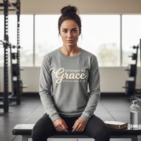 Load image into Gallery viewer, Stronger By Grace Long Sleeve T-Shirt – Philippians 4:13 Christian Gym Shirt for Women – Faith Based Workout Top
