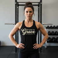 Load image into Gallery viewer, Stronger By Grace Racerback Tank – Christian Gym Tank for Women – Philippians 4:13 Faith Based Workout Top