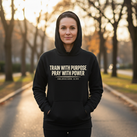 Load image into Gallery viewer, Train With Purpose Pray With Power Hoodie | Women’s Fitness Hoodie
