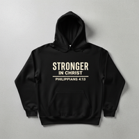 Load image into Gallery viewer, Stronger In Christ Hoodie – Christian Gym Hoodie for Women – Philippians 4:13 Faith Based Sweatshirt