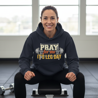 Load image into Gallery viewer, Pray For Me It’s Leg Day Hoodie – Faith &amp; Fitness Christian Gym Hoodie