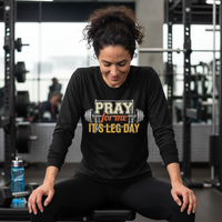 Load image into Gallery viewer, Pray For Me It’s Leg Day Long Sleeve Shirt – Funny Faith &amp; Fitness Gym Shirt for Women