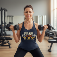 Load image into Gallery viewer, Pray For Me It’s Leg Day Racerback Tank – Funny Faith &amp; Fitness Workout Tank for Women