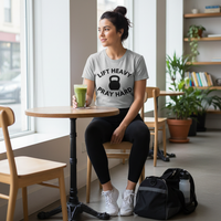 Load image into Gallery viewer, Lift Heavy Pray Hard T-Shirt | Bella Canvas 3001 | Motivational Gym Shirt for Women